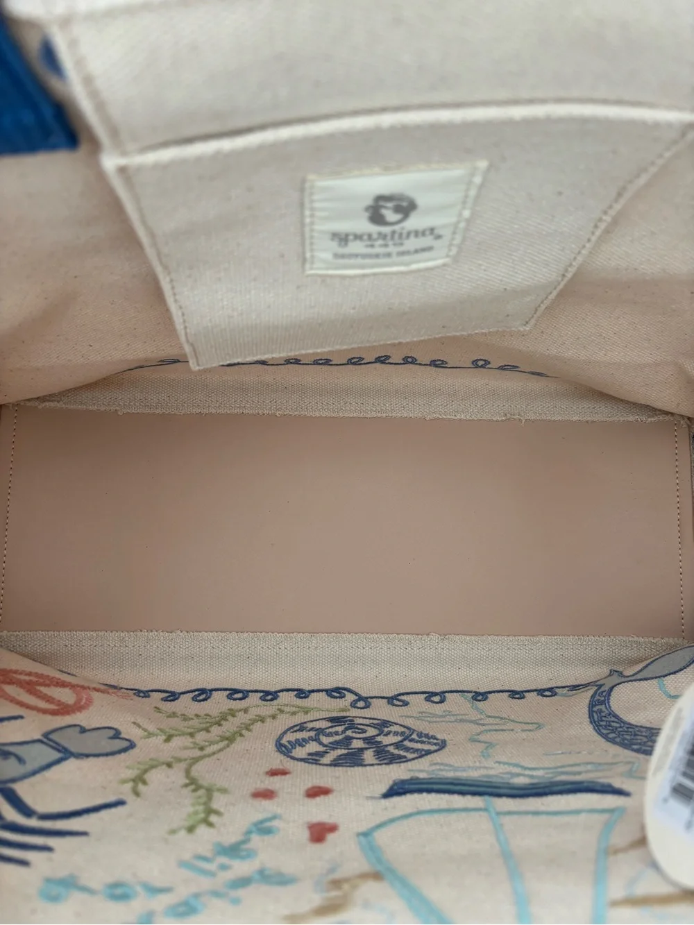 Spartina 449 Embroidered Sea Life Beach Tote ‘Overboard’ NWT Cotton Canvas